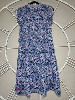 Simply Southern Blue and Pink Floral Maxi Dress with Smocked Yoke